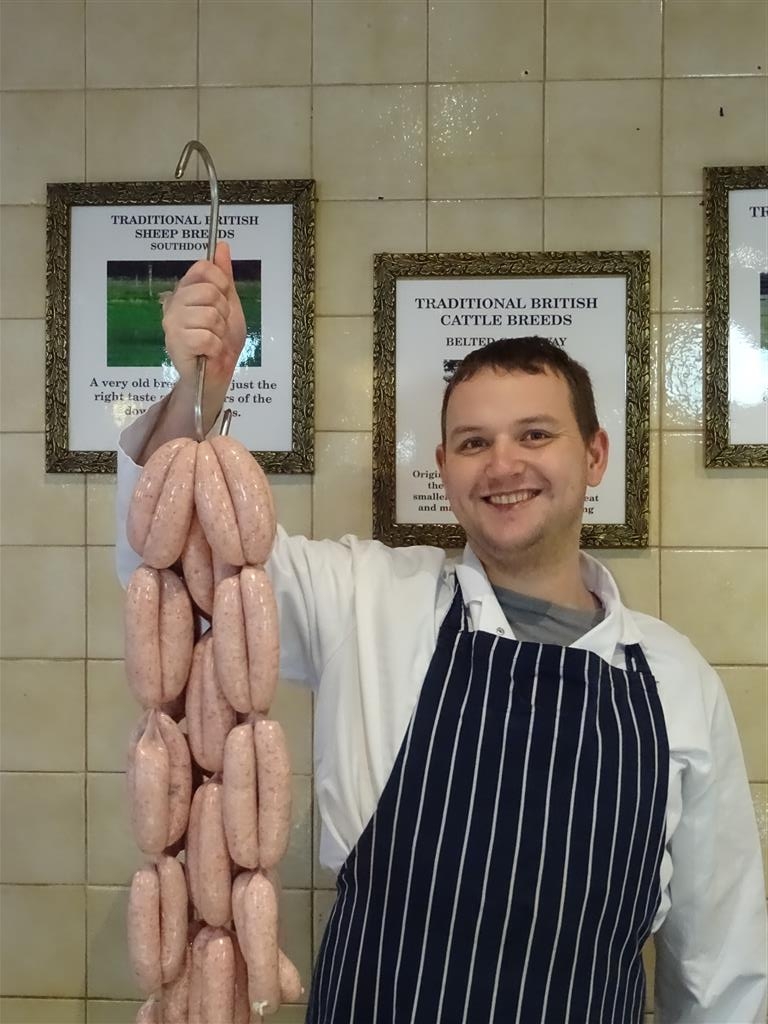 James Bodenham and the drying champion sausages