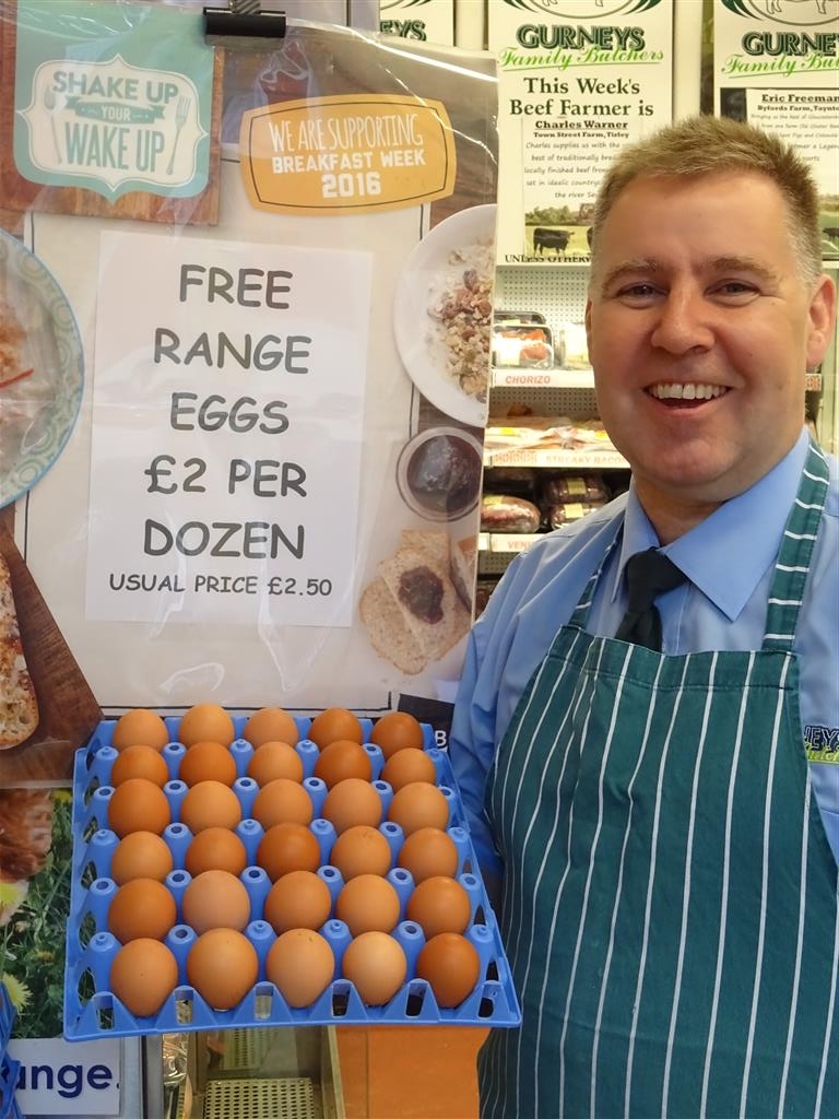 Paul Gurney with local free range eggs